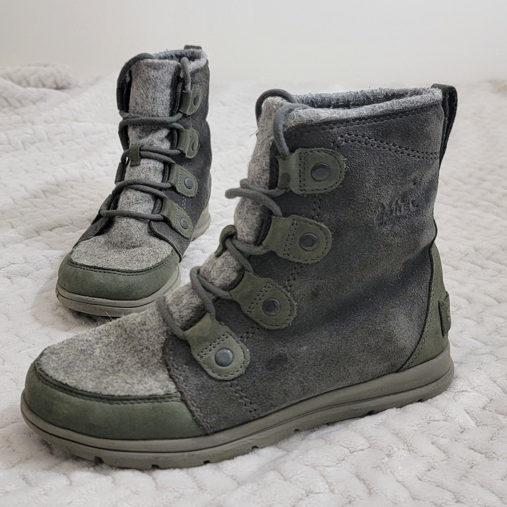 Sorel Explorer Joan Boots‎ In Felt Grey Coal Waterproof Gorpcore Sz 8 Outdoor